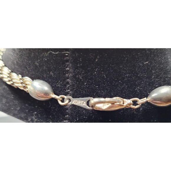 Pretty, Heavy Silver and Black Beaded Necklace Marked Korea - Picture 3 of 3